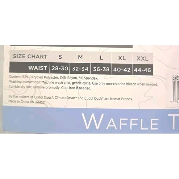 Mens Cuddl Duds Midweight Waffle Thermal Performance Base Layer Pant Size XXL - Picture 11 of 14